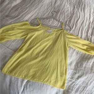 Everly Yellow Cold-Shoulder Blouse